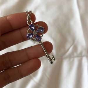 Purple key necklace